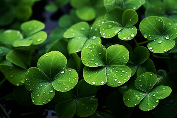 Aufkleber - Clover - Green, trifoliate abstract shapes with a lucky charm.