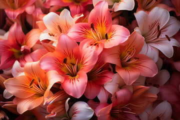 Poster - Alstroemeria - Interwoven abstract shapes in vibrant pink and orange hues.