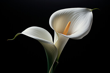 Poster - Calla Lily - Sleek, white abstract forms with a yellow spike center.