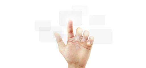 Wall Mural - Hands touching button screen interface