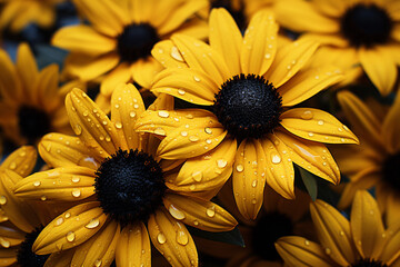Poster - Black-Eyed Susan - Vivid yellow abstract petals with a dark center.