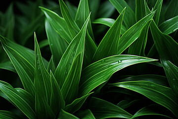 Fototapete - Yucca - Pointed, green abstract leaves with a desert feel.