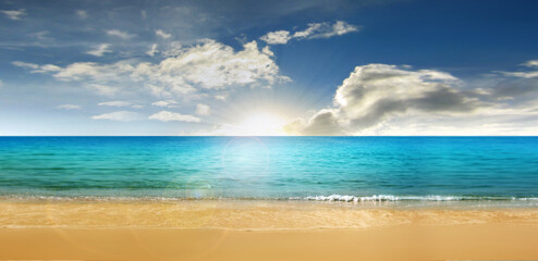 Wall Mural - empty white cloud on blue sky and sea