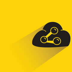 Canvas Print - share and cloud with shadow on yellow background