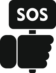 Sticker - Sos banner hand icon simple vector. Health disaster. Prevention transport