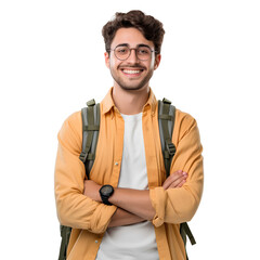 Wall Mural - Male American student smiling happily on PNG transparent background