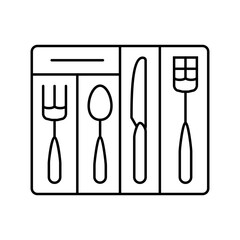 Wall Mural - cutlery organizer home accessory line icon vector. cutlery organizer home accessory sign. isolated contour symbol black illustration