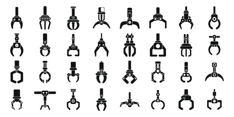 Grabber icons set simple vector. Crane claw game. Machine robotic toy