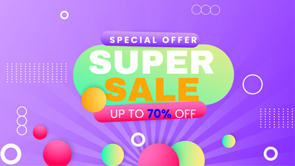 Wall Mural - Green pink and purple violet vector mega sale super promo background with discount. Vector super sale template design. Big sales special offer. End of season party background