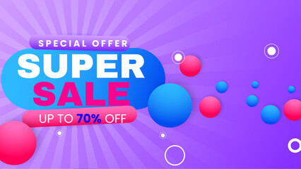 Wall Mural - Blue pink and purple violet vector special discount background. Vector super sale template design. Big sales special offer. End of season party background