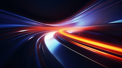 Poster - Vibrant Light Swirl in Dark Space Tunnel. Generative ai