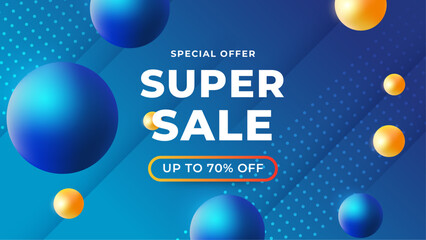 Poster - Blue and orange vector special discount background. Vector super sale template design. Big sales special offer. End of season party background