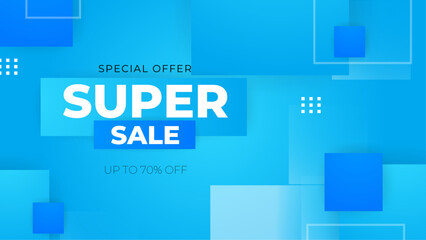 Poster - Blue vector special discount background. Vector super sale template design. Big sales special offer. End of season party background