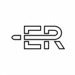 Letter E R logo design with bullet illustration.