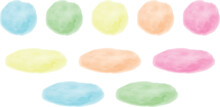 Hand-drawn Watercolor Circles And Ellipse Frames. Vector Illustration Isolated On A Transparent Background. Includes Ten Patterns.