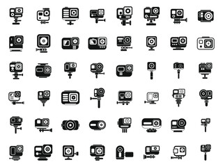 Poster - camera go pro icons set simple vector. action camera. cam web hero