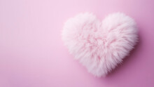 A Fluffy White Fur Heart Shape With A Soft Texture On Cotton Candy Minimal Banner