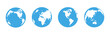 Earth globe set. World map in the form of a globe. Collection of blue earth globes on a white background. Flat style - vector illustration. eps10