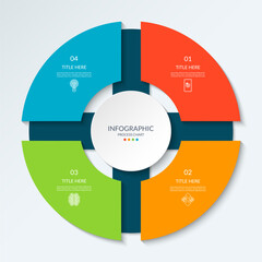 Wall Mural - Infographic circle with 4 options, parts. 4-step cycle diagram for business infographics. Process chart, vector template for presentation, report, brochure, web, data visualization.