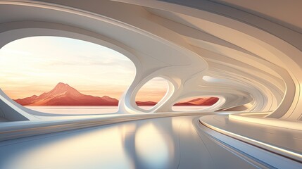 Futuristic architecture background 3d render. Banner modern design