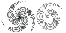 Set Of Two Radial Hypnotic Spirals, On Transparent Background