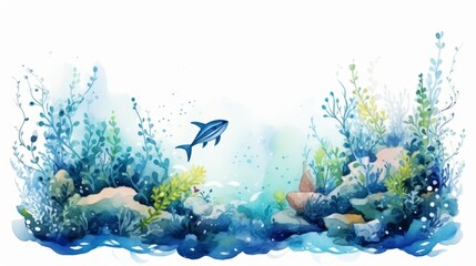 Wall Mural - world ocean day Or World Oceans Day June 8 watercolor style Generative AI