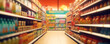 Supermarket shopping experience: exploring aisles and shelves of diverse products, 
consumer choices:  products showcased on supermarket shelves , 
Discover the convenience and variety that awaits