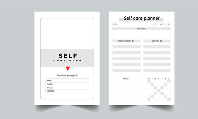 Wall Mural - Self care planner With Cover page layout design template