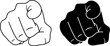 Icons of a Hand Pointing a Finger at You. Black and White Hand Gesture Pointing Finger. Vector illustration.
