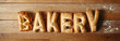inscription bakery in the form of bakery products