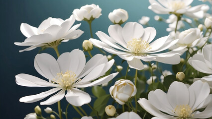 Poster - white flowers in the garden