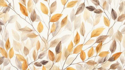Wall Mural - Nature background leaves floral autumn background design pattern decorative textile seamless