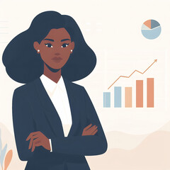 Wall Mural - bold business woman with stock data ai generative