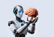 Robot with human brain. Artificial intelligence concept. 