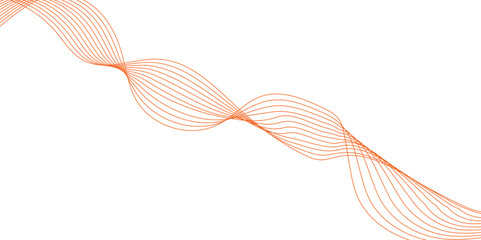 Abstract wavy gravy lines stream element for design on a white and orange background Stylized line art background. Vector illustration. Waves abstract banner design. Elegant wavy vector background