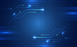 © arthead - Hi-tech vector illustration with various technology elements. Abstract circuit board. Digital internet communication on blue background. Wide Cyber security internet and networking concept.