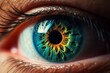 Macro closeup of a Chaman's eye, iris, pupil, eye lashes