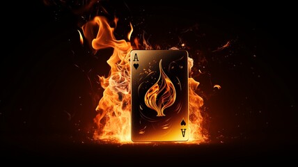 Flaming playing cards black background AI Generated pictures