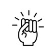 will power icon. strong muscle power to fight war or tenacity of success victory symbol line concept. strength will power control punch of hand vector logo. peace right empower ambition icon sign