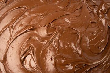 Wall Mural - Melt Chocolate Texture Background, Chocolate Sauce Pattern, Cocoa Hazelnut Cream, Textured Chocolate