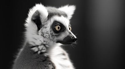 Close-up of a funny lemur looking at the camera. The animal in its natural environment. Natural background. Illustration for cover, postcard, interior design, banner, brochure, etc.