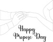 one line drawing hand holding propose day ring