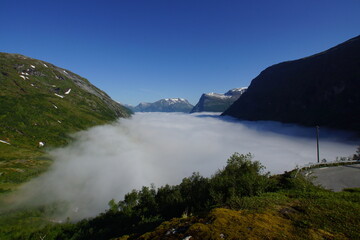 Wall Mural - landscape with fog and clouds