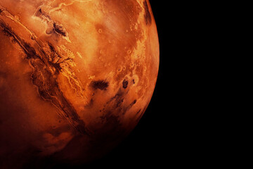 Wall Mural - planet mars on a dark background. elements of this image furnished by nasa