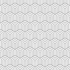 Poster - geometric seamless pattern. repeating hexagon lattice. repeated black line isolated on white backgro