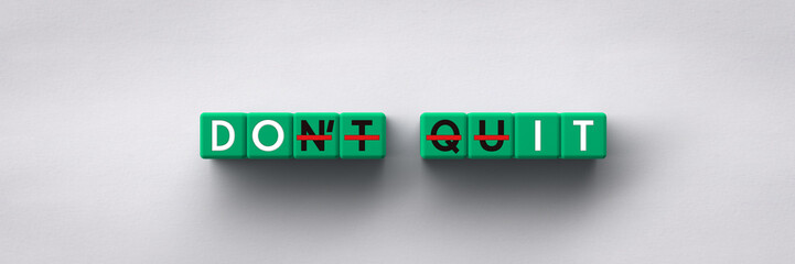 Wall Mural - 3d cubes with the words don't quit strikethrough and do it