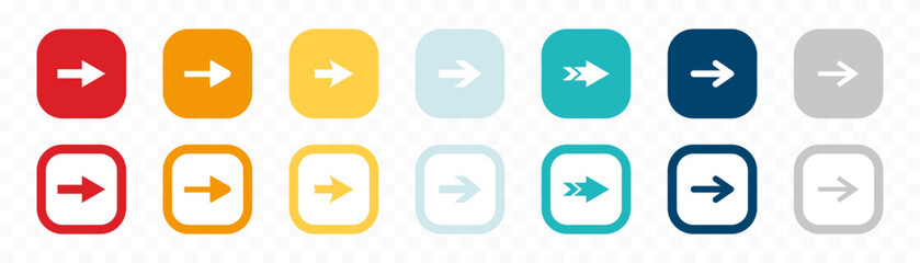 Wall Mural - arrow icon set. colored arrow symbols. arrow of different types. arrow isolated vector graphic eleme