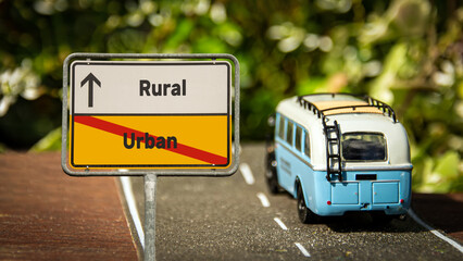 Wall Mural - Street Sign Rural versus Urban