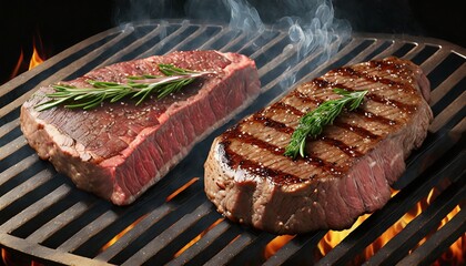 Wall Mural - Beef steaks on the grill