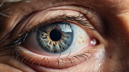 Poster -  a close up of a person's eye with the iris of an eye showing the structure of the eye and part of the iris of the iris of the eye.